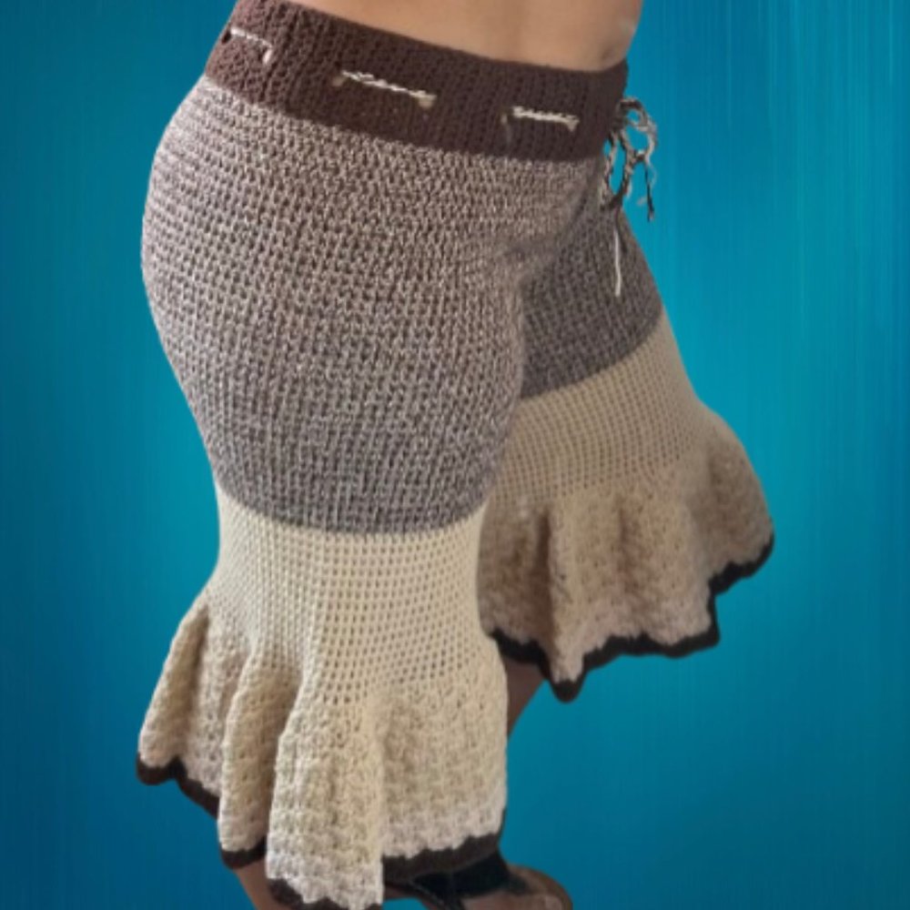 Handmade Crochet Capri pants cotton spring autumn